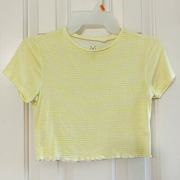 PACSUN • Basics Yellow + White Striped Crop Top - Picture 2 of 6